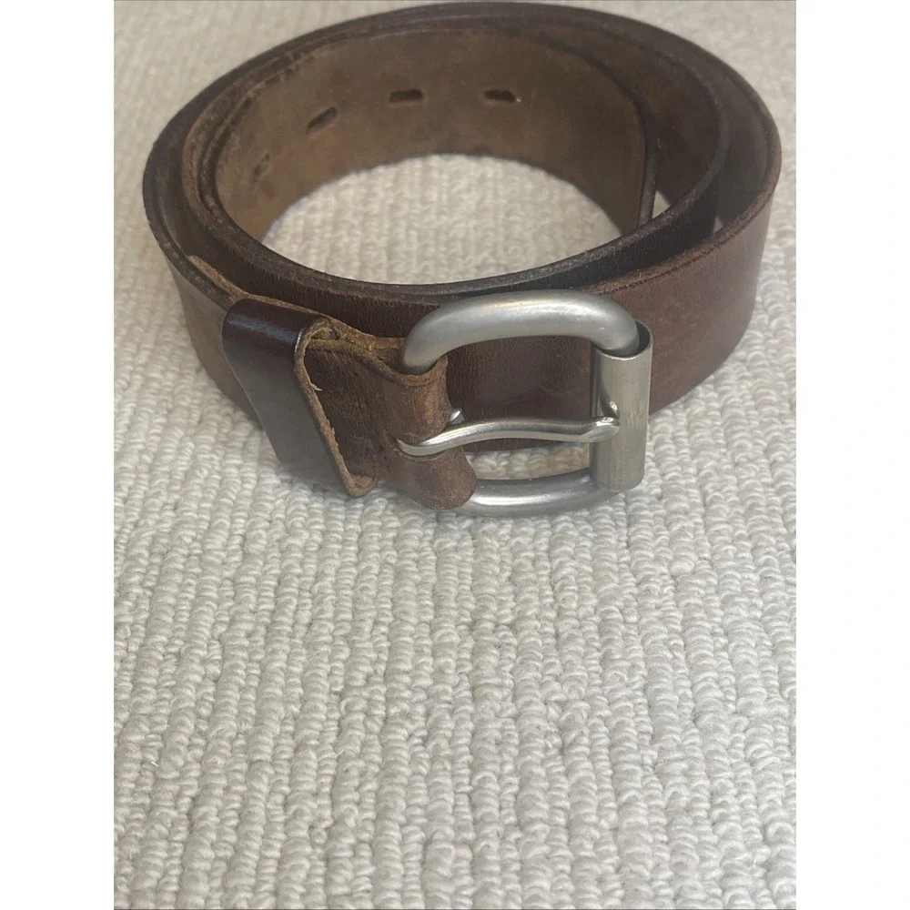 Vintage ABERCROMBIE & FITCH Belt Men 38 Brown Genuine Leather 28070 Made in USA